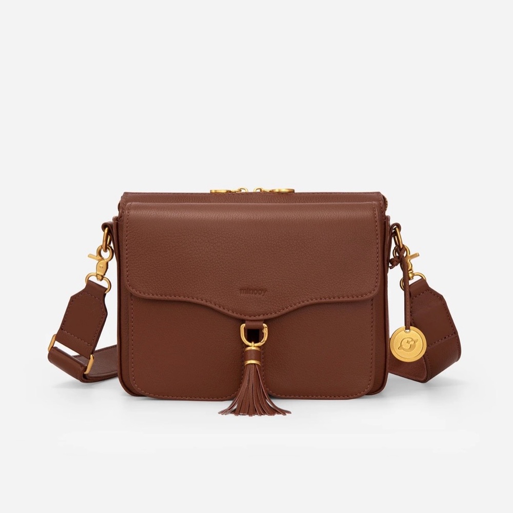 Minooy Brown Leather Crossbody Bag